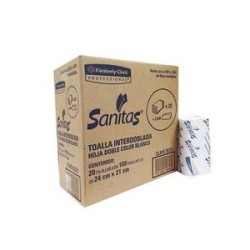 Sanitas TToalla Interdoblada Blanca 100 HD / Caja con 20 paquetes