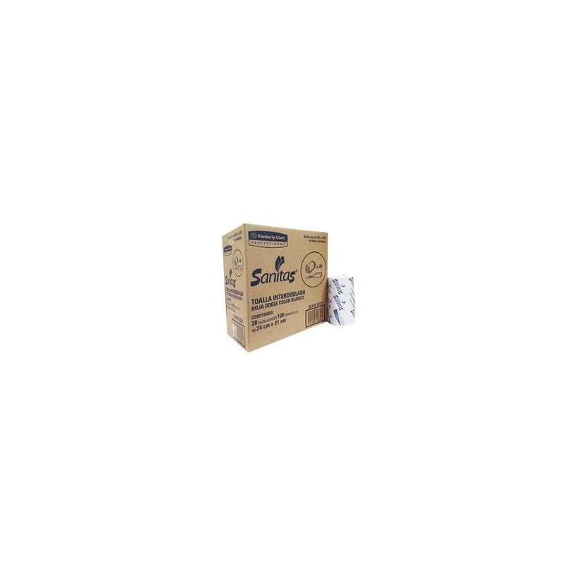 Sanitas TToalla Interdoblada Blanca 100 HD / Caja con 20 paquetes