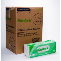 SERVILLETA KIMLARK DE 500 HOJAS DOBLES 12 PAQUETES