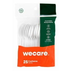 Cucharas Wecare biodegradables Pastelera 25 pzas