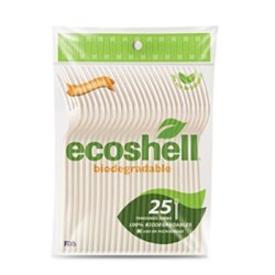 Tenedores Desechables Ecoshell Biodegradables Pasteleros 25 Tenedores