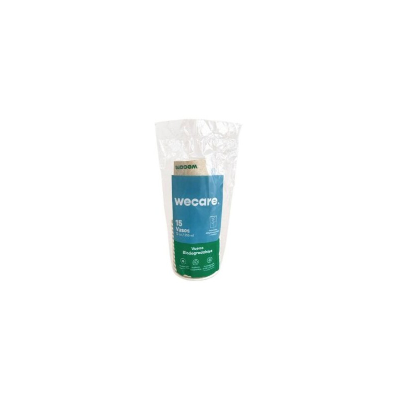 Vasos biodegradables Wecare 12 oz 15 pzas